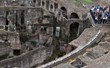 An overview from the third tier of Rome's ancient Colosseum October 14, 2010. 