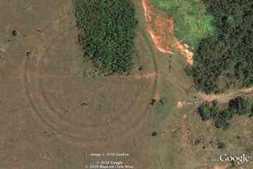 One of the massive earthworks discovered around Acre. (Google Earth)