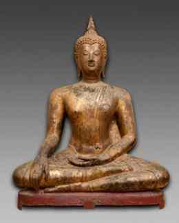 "Four Thousand Years of Southeast Asian Art" covers three eras of the region's history. A golden Buddha, above, was created during the Sukhothai Kingdom of the 13th to 15th centuries.