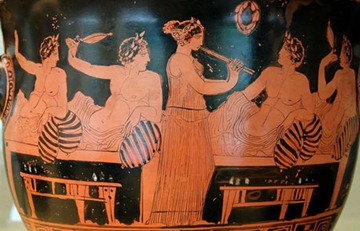 Red-Figure vase showing a Symposium.