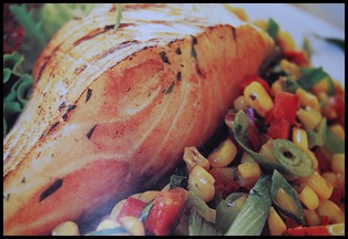 grilled salmon with roasted corn