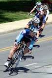 Racers compete in the Sunday Criterium of the Joe Martin Stage Race on May 9, 2010, in Fayetteville, Arkansas.