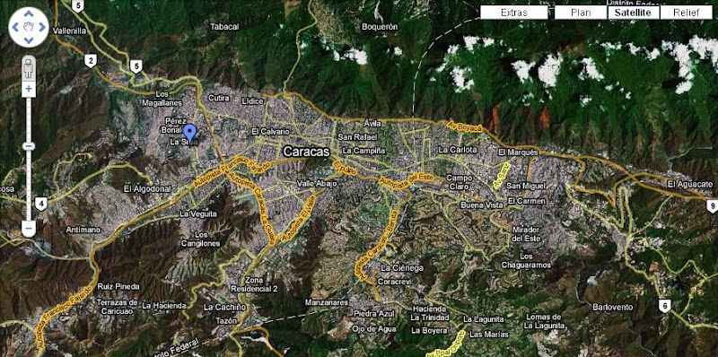 Cliquez sur la carte pour situer le barrio dans GoogleMaps Carte Caracas pour Google Earth