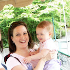 Maddy & Mommy waiting in line for the train