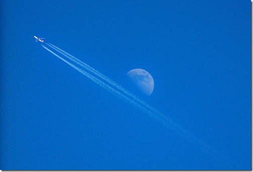 plane and moon