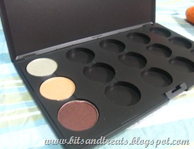 MAC palette with 3 eyeshadows