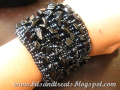 black bead rocker chic cuff, by bitsandtreats