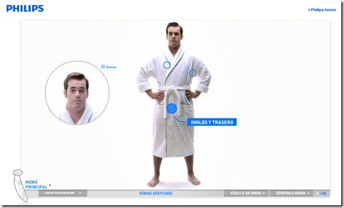 Menú interactivo de la web de Philips Bodygroom Menú interactivo de la web de Philips Bodygroom