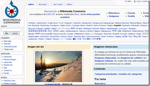 Página principal de la web Wikimedia Commons Página principal de la web Wikimedia Commons