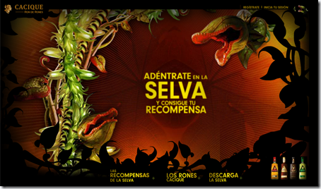 Aspecto de la web de ron Cacique Origen Aspecto de la web de ron Cacique Origen