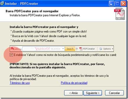 De diálogo que o Yahoo! estabelecido como o mecanismo de pesquisa padrão Cuadro de diálogo que establecerá Yahoo! como motor de búsqueda predeterminado