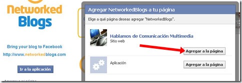 Seleccionar nuestra página de Facebook