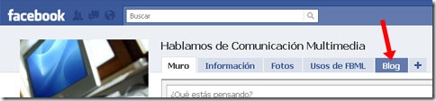 Pestaña blog en Facebook