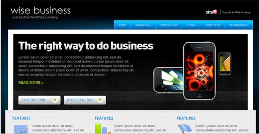 Free-premium-magazine-style-black-blue-wordpress-theme- Wise-Business