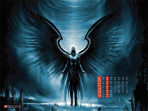 Fantasy ,Abstract ,Black High Resolution widescreen HD Wallpaper Calendar Background| August 2009