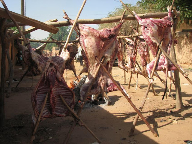 Sheep slow roasting.