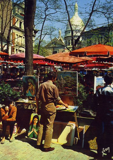 Cartes Postales Pop et  Kitsch des années 50, 70 et 70 - Pop and kitsch vintage postcards from the fifties, the sixties and the seventies : Quais et peintres de Paris