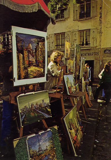 Cartes Postales Pop et  Kitsch des années 50, 70 et 70 - Pop and kitsch vintage postcards from the fifties, the sixties and the seventies : Quais et peintres de Paris