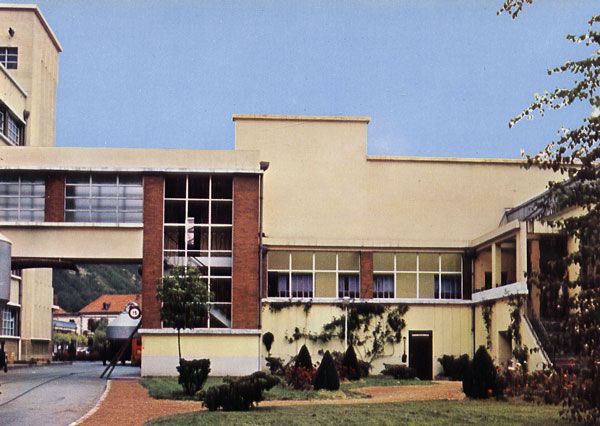 Cartes Postales Pop et  Kitsch des années 50, 70 et 70 - Pop and kitsch vintage postcards from the fifties, the sixties and the seventies : L'usine RHODIACETA de BESANCON