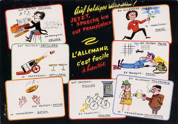 Cartes Postales Pop et  Kitsch des années 50, 70 et 70 - Pop and kitsch vintage postcards from the fifties, the sixties and the seventies : Quelques mots d'humour
