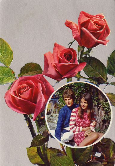 Cartes Postales Pop et  Kitsch des années 50, 70 et 70 - Pop and kitsch vintage postcards from the fifties, the sixties and the seventies : Amours en fleurs