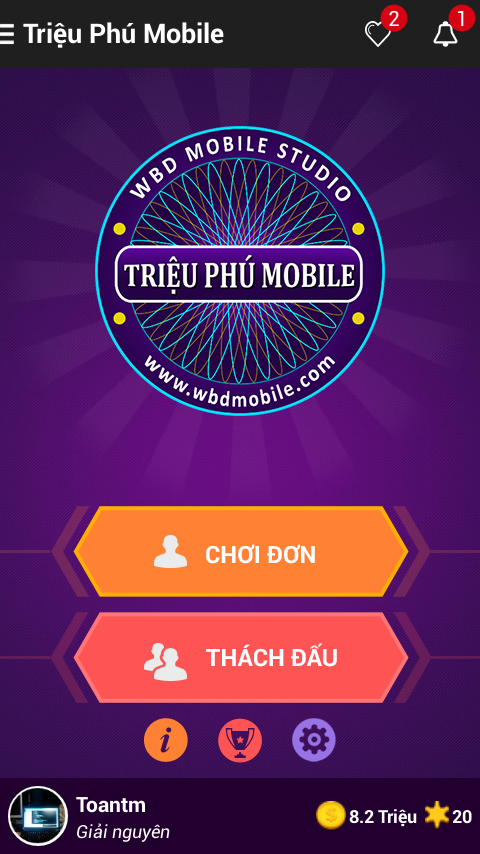 Android application Ai Là Triệu Phú 2016 - Zalo screenshort
