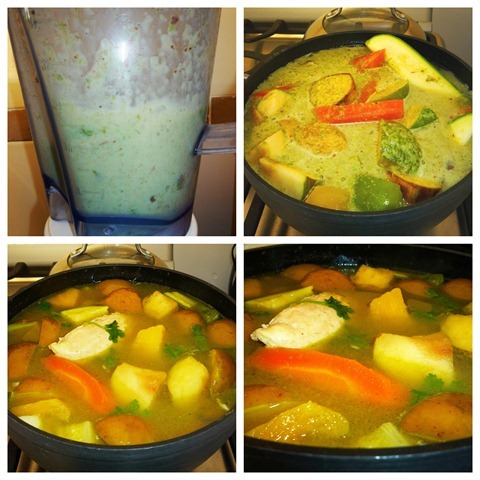 CALDO LOCO HUASTECO potosino-1 Añade las verduras y frutas y el recaudo. Deja cocer y apaga el fuego