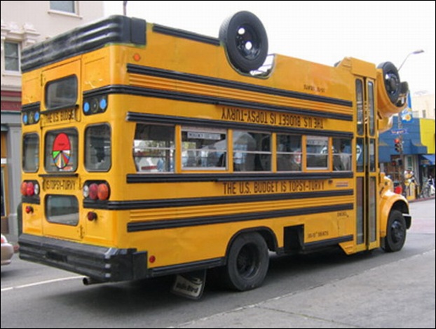 strange yellow school buses