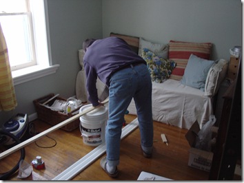 Alan cutting the supports (after measuring carefully, of course!)