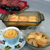 Slightly dehydrated peach slices (from the height of peach season!) with a few spices on a crust of pecans and raisins. The 2 small pies in front were gifts and the recipients - if you can believe it - loved them.