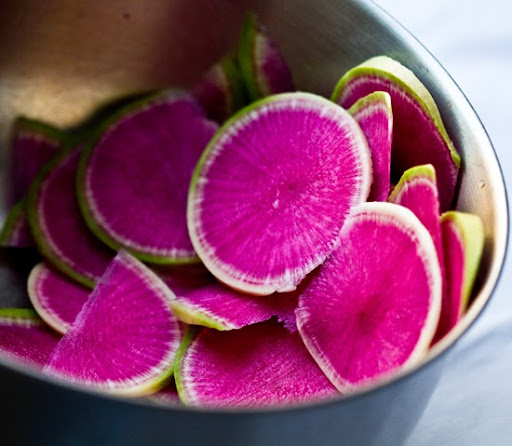 1 large watermelon radish, sliced into 