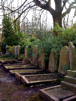 Gravestones in Highgate Cemetery in London