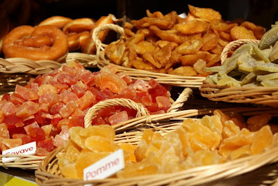 Dried fruit at a market in Paris France