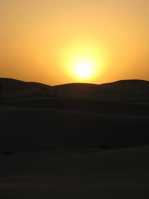 Sunset in the sand dunes in the Thar Desert in Jaisalmer, India