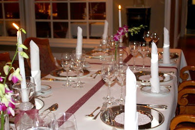 Dinner table at the Terelj Hotel and Tereljmaa Spa in Terelj National Park in Mongolia