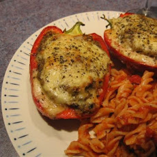 Peperoni Ripieni ( Italian Stuffed Bell Peppers With Eggplant)