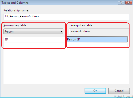 table and column specifications dialog