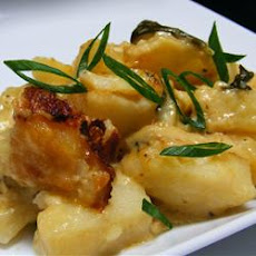 Spinach, Caramelized Onion, and Muenster Au Gratin Potatoes