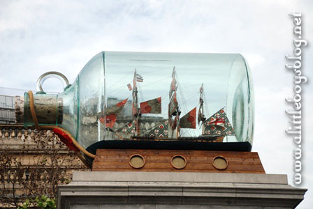 Lord Nelson's ship in a bottle Lord Nelson's ship in a bottle at Trafalgar Square, London