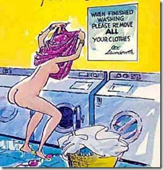 A blonde doing the laundry, yesterday