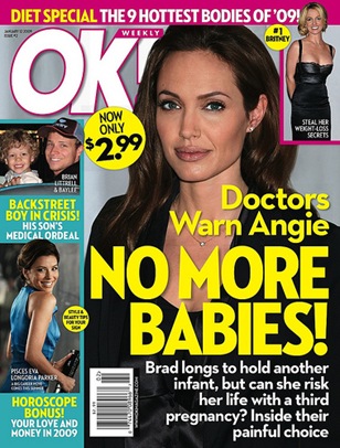 Angelina Jolie No More Babies ok magazine cover story picture