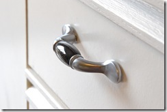 Drawer handle pull on painted drawer in kitchen
