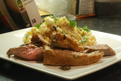 Lamb Mechoui + Couscous with Caramelised Onions and Raisins