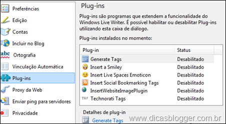 Plugins Live Writer