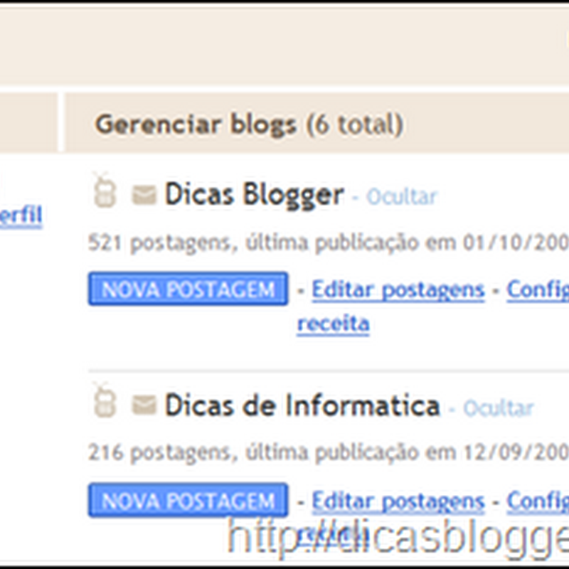 Configurações básicas do Blogger