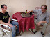 JM and Chester playing chess, JM let me beat him :) 
And Benji waiting for food or either another walk!
