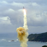 A Minuteman III missile takes off from Launch Facility 26.