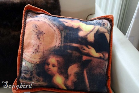 Orange pillow close up