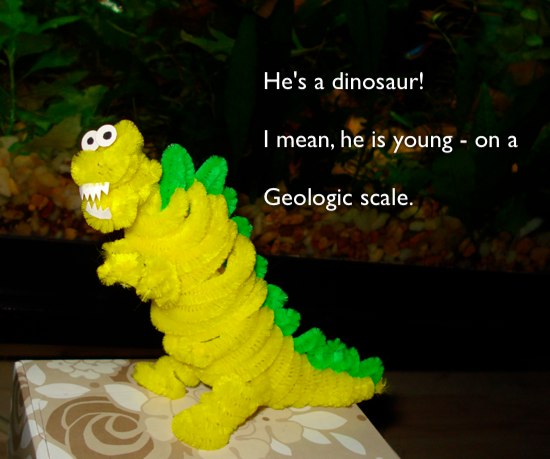 haiku: He's a dinosaur! / I mean, he is young - on a / geologic scale.