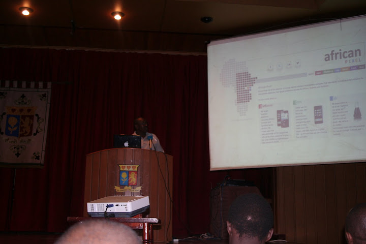 Presenting about African Pixel and Afrinnovator at Strathmore in front of Sir Tim Berners Lee